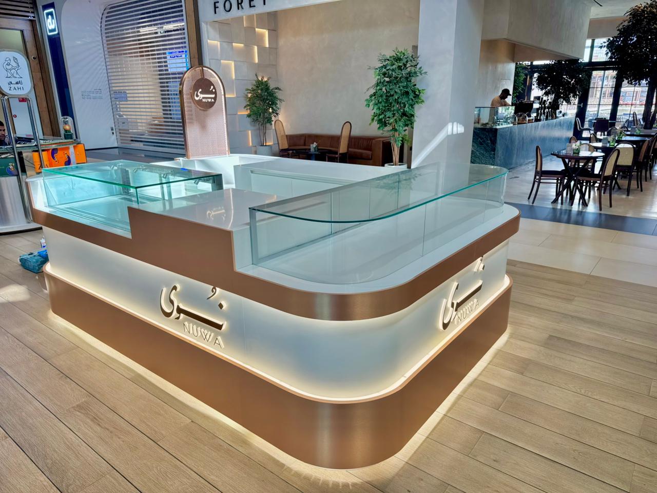 Finished retail kiosk build-out inside a shopping mall